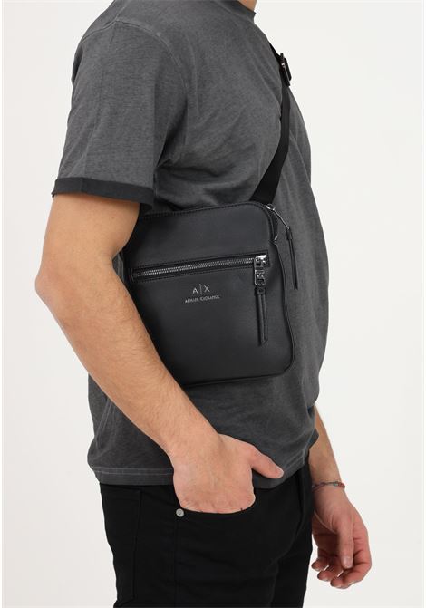 Black men's bag in eco-leather with front logo ARMANI EXCHANGE | 952391CC83000020
